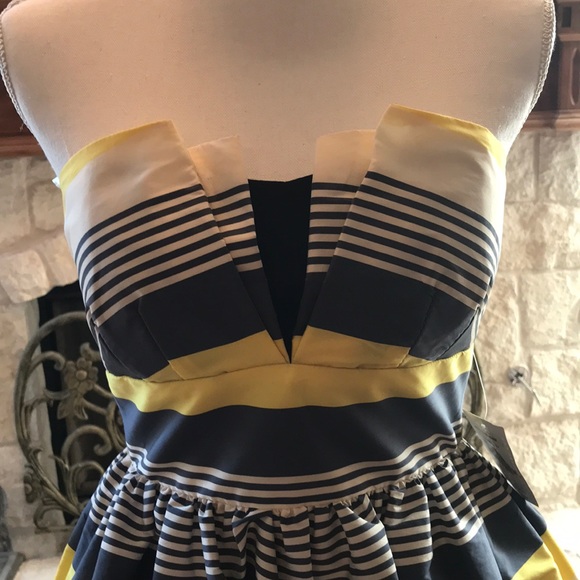 Prom/Homecoming yellow/gray/white dress Sz 7/8 - Picture 5 of 8